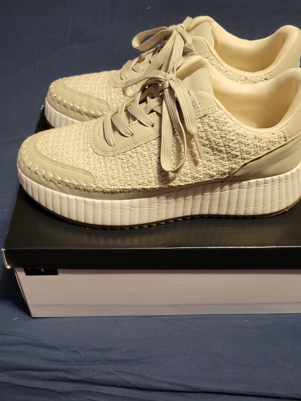 Dolce Vita Cream Woven Platform Sneakers